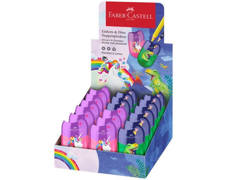 Ξύστρα Apple Διπλή Faber Castell Μονόκερος και Δεινόσαυρος 183551
