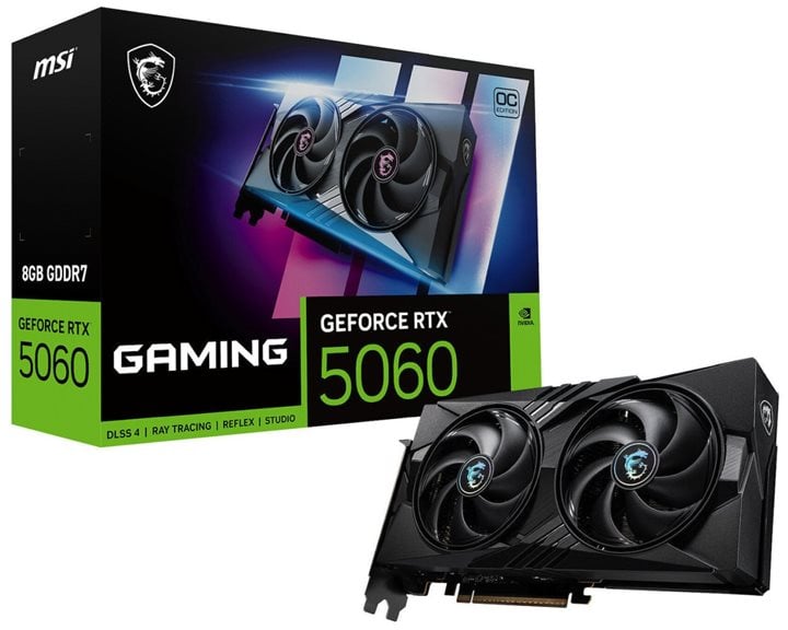 MSI VGA PCI-E NVIDIA GF RTX 5060 8G GAMING OC, 8GB/128BIT, GDDR7, HDMI/3xDP, DUAL FAN, 2 SLOT FANSINK, 3YW.