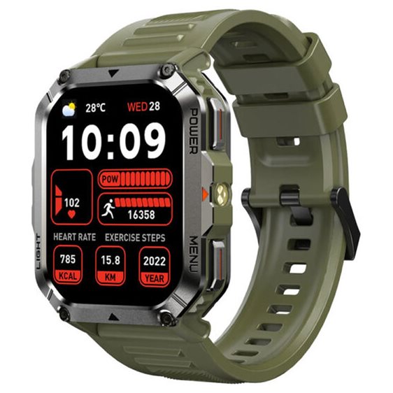 BLACKVIEW MULTI-FUNCTION SMARTWATCH WITH FLASHLIGHT COMPASS BT CALL & HEALTH MANAGEMENT GREEN