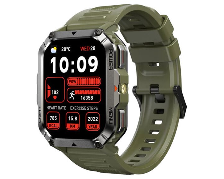 BLACKVIEW MULTI-FUNCTION SMARTWATCH WITH FLASHLIGHT COMPASS BT CALL & HEALTH MANAGEMENT GREEN