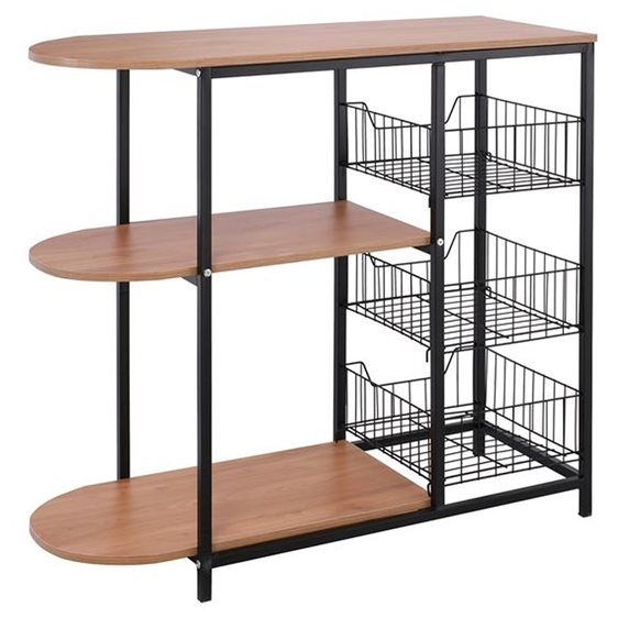 KITCHEN Τροφοθήκη, Μέταλλο Βαφή Μαύρο, Απόχρωση Natural Oak ΕΜ460