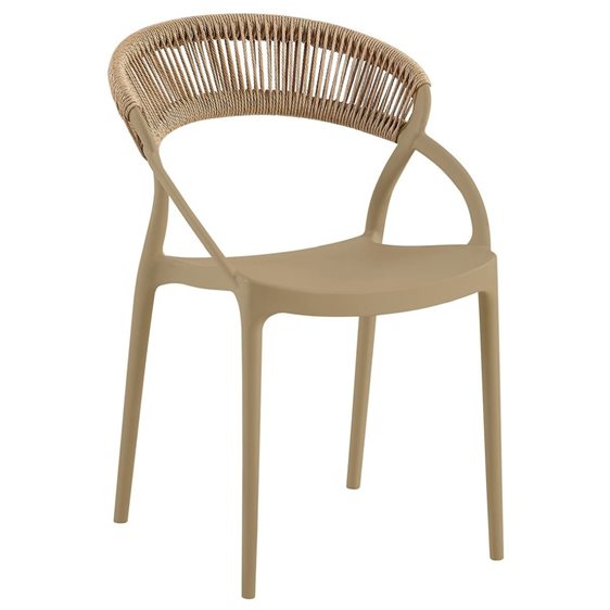 DORA Πολυθρόνα Στοιβαζόμενη, PP Tortora, Rope Wicker Φυσικό Ε3151,3