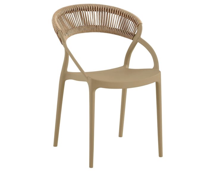 DORA Πολυθρόνα Στοιβαζόμενη, PP Tortora, Rope Wicker Φυσικό Ε3151,3