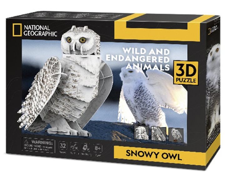 Πάζλ CubicFun 3D National Geograrhic Snowy Owl 62pcs DS1097h