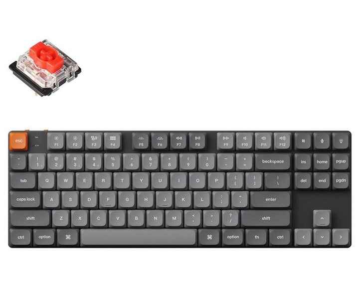 Keychron K1 Max (K1M-H1) ANSI 80% TKL Black Full Assembled Red Switch RGB Hot-Swap Wired Low Profile