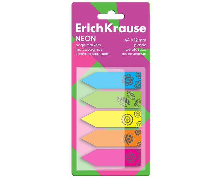 Σελιδοδείκτες Πλαστικοί ErichKrause Pastel 44x12mm Neon 100sheets 5 colors 63663