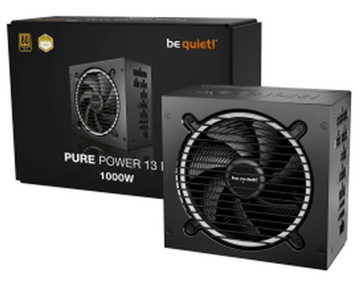 BEQUIET PSU PURE POWER 13M 1000W BP028EU, GOLD CERTIFIED, MODULAR CABLES, EXCEPIONALLY QUIET, 12CM FAN, 10YW.