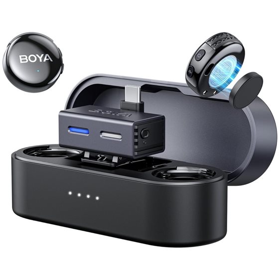 BOYALINK 3 - Type-C & 3,5mm AI-Powered Button Wireless Microphone 2 TX + 1 RX + charging Case