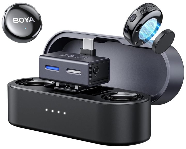 BOYALINK 3 - Type-C & 3,5mm AI-Powered Button Wireless Microphone 2 TX + 1 RX + charging Case