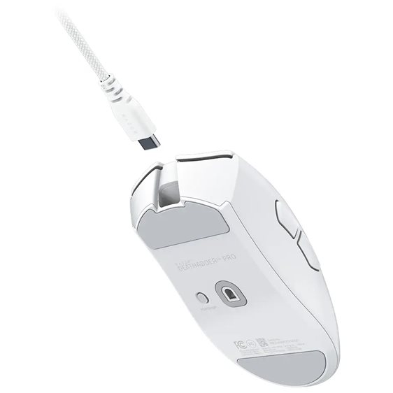 Razer DEATHADDER V4 PRO WHITE - 57g Wireless Gaming Mouse - Ergonomic - 120 Hours Battery - 45K DPI