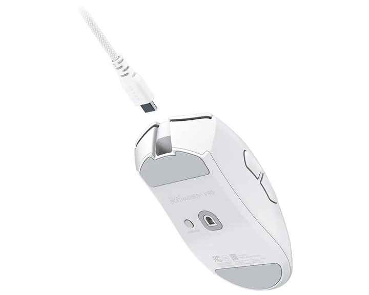 Razer DEATHADDER V4 PRO WHITE - 57g Wireless Gaming Mouse - Ergonomic - 120 Hours Battery - 45K DPI