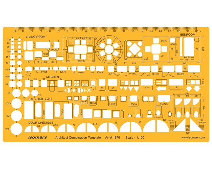 Isomars Στενσιλ Αρχιτεκτονικής Σαμπλον 1876- Combination 1:100 Σαλόνι,Υπνοδωμάτιο