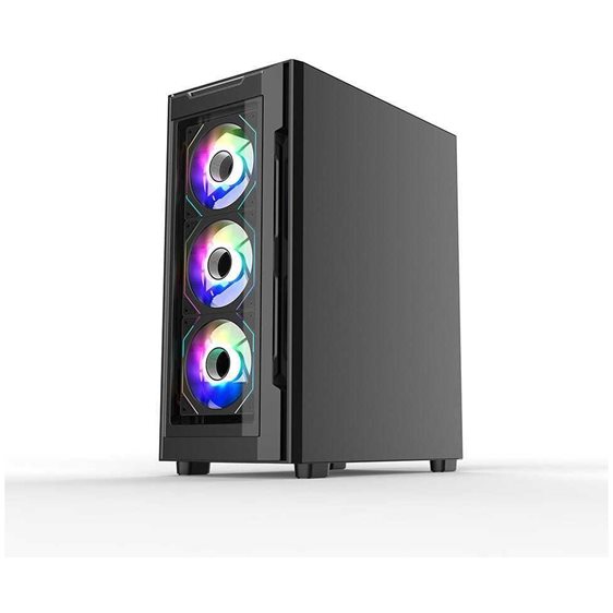 SUPERCASE PC CHASSIS UR16A-G CASE, MIDI TOWER ATX, ARGB LIGHTING, BLACK, W/O PSU, Front: 3x 120mm ARGB Fan, Rear: 1x 120mm ARGB Fan, 2YW