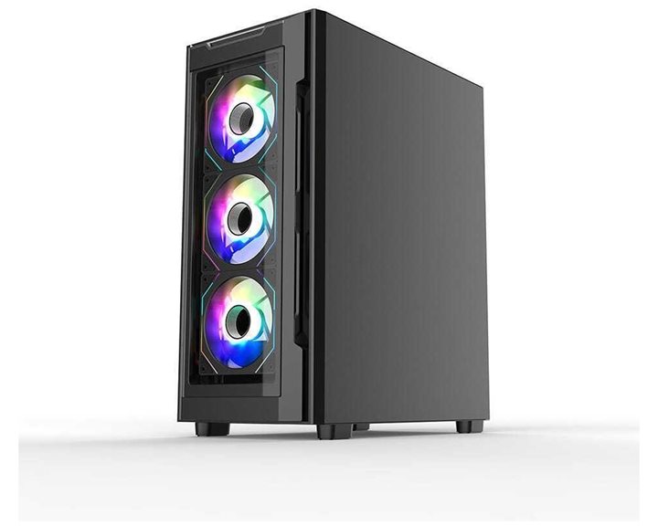 SUPERCASE PC CHASSIS UR16A-G CASE, MIDI TOWER ATX, ARGB LIGHTING, BLACK, W/O PSU, Front: 3x 120mm ARGB Fan, Rear: 1x 120mm ARGB Fan, 2YW