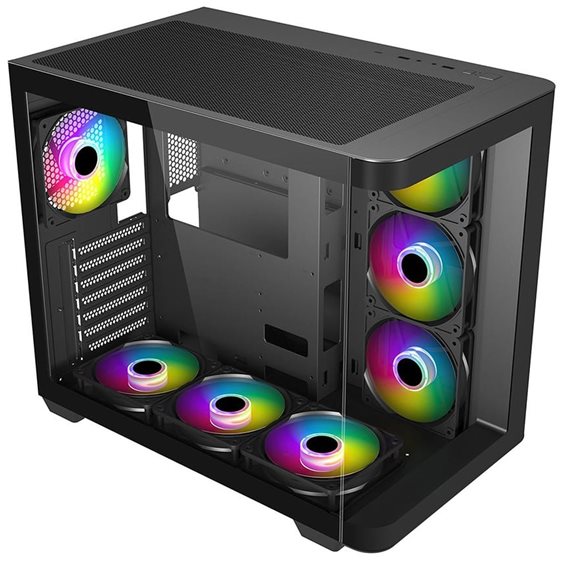 SUPERCASE PC CHASSIS HA30A CASE, MIDI TOWER ATX, ARGB LIGHTING, BLACK, W/O PSU, Side: 3x120mm ARGB Fan, Rear: 1x 120mm ARGB Fan, 2YW.