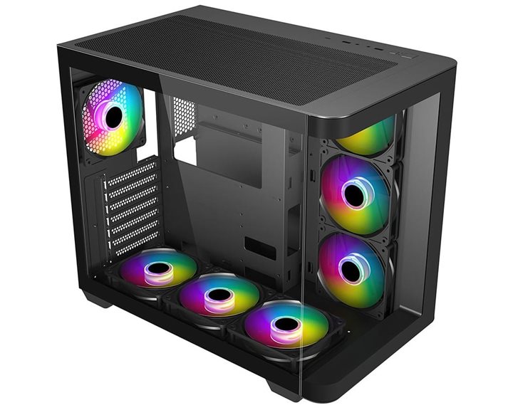 SUPERCASE PC CHASSIS HA30A CASE, MIDI TOWER ATX, ARGB LIGHTING, BLACK, W/O PSU, Side: 3x120mm ARGB Fan, Rear: 1x 120mm ARGB Fan, 2YW.