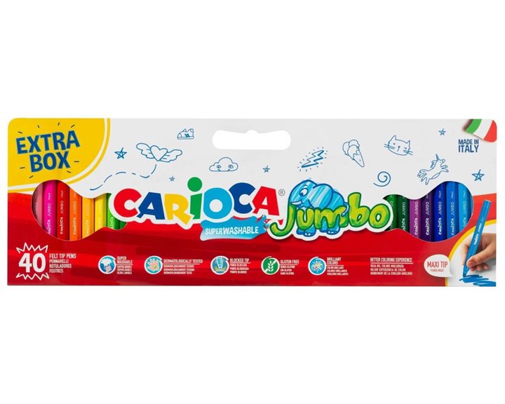 Μαρκαδόροι Ζωγραφικής Carioca Jumbo 40τεμ