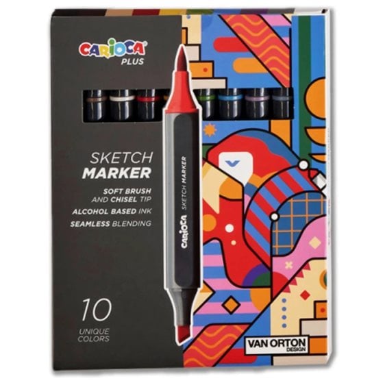 Carioca Μαρκαδόροι Plus Sketch Marker Hard Case Διπλής Μύτης Σετ 10τμχ