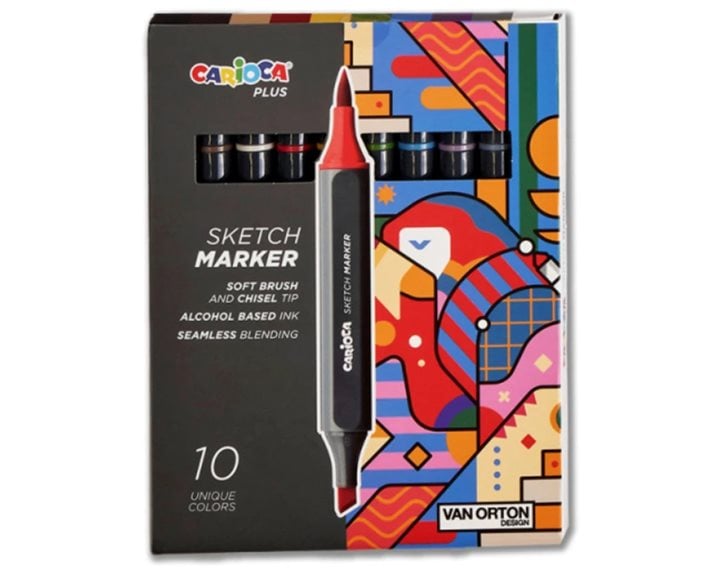 Carioca Μαρκαδόροι Plus Sketch Marker Hard Case Διπλής Μύτης Σετ 10τμχ