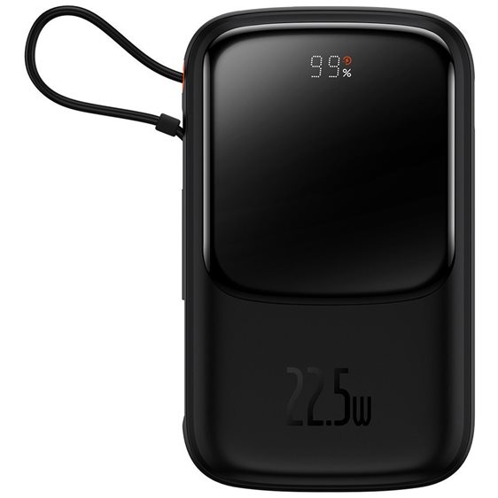 Baseus Qpow Digital Display Power Bank 10000mAh 22.5W με Θύρα USB-A και 2 Θύρες USB-C Power Delivery Μαύρο