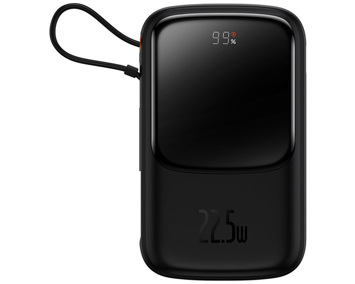 Baseus Qpow Digital Display Power Bank 10000mAh 22.5W με Θύρα USB-A και 2 Θύρες USB-C Power Delivery Μαύρο