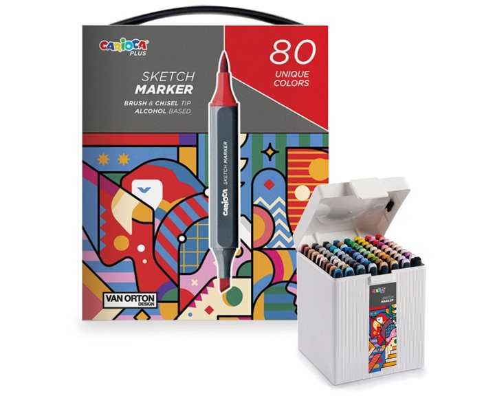 Carioca Μαρκαδόροι Plus Sketch Marker Hard Case Διπλής Μύτης Σετ 80τμχ