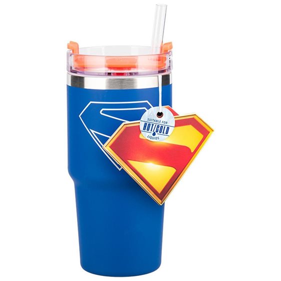 Ποτήρι Θερμός Ανοξείδωτος με Καλαμάκι Superman