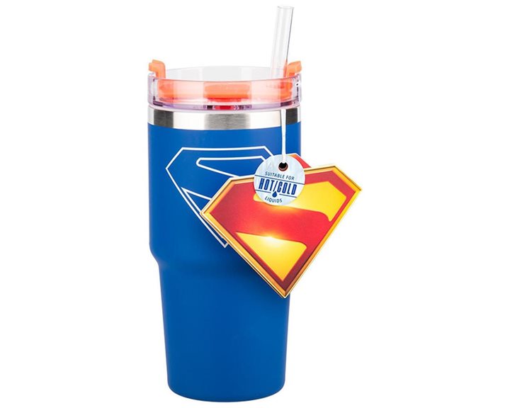 Ποτήρι Θερμός Ανοξείδωτος με Καλαμάκι Superman