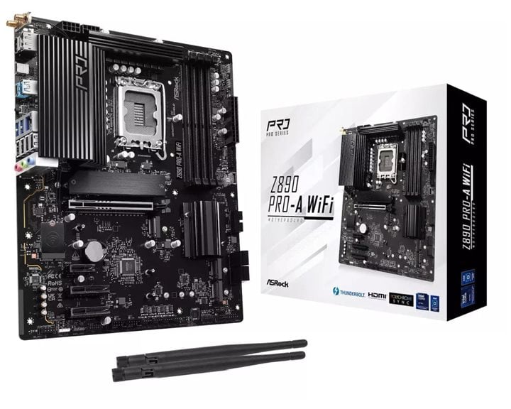 ASROCK MB Z890 PRO-A WIFI, SOCKET INTEL LGA1851, CS INTEL Z890, 4 DIMM SOCKETS DDR5, HDMI/DP, PCI-E GEN 5.0, 2.5G LAN, WIFI6E, ATX, 3YW.