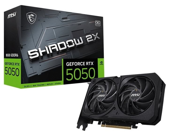 MSI VGA PCI-E NVIDIA GF RTX 5050 8G SHADOW 2X OC, 8GB/128BIT, GDDR6, HDMI/3xDP, DUAL FAN, 2 SLOT FANSINK, 3YW.