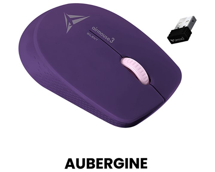 ALCATROZ WIRELESS LONGLASTING SILENT MOUSE AUBERGINE