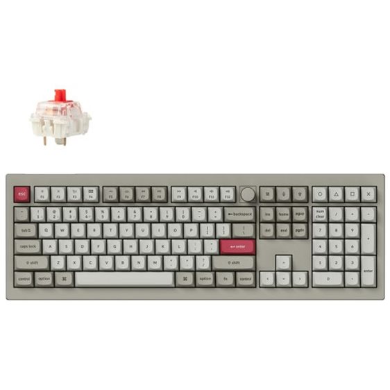 Keychron V6 Max Retro (V6M-R1) QMK/VIA BT/2,4/Wired Custom Mechanical Keyboard Red Switch 100% US