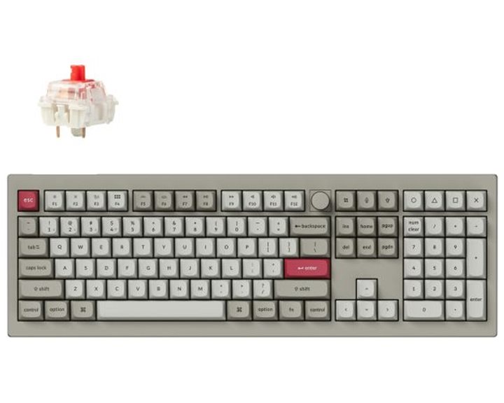 Keychron V6 Max Retro (V6M-R1) QMK/VIA BT/2,4/Wired Custom Mechanical Keyboard Red Switch 100% US