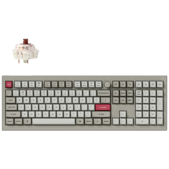 Keychron V6 Max Retro (V6M-R3) QMK/VIA BT/2,4/Wired Custom Mechanical Keyboard Brown Switch 100%
