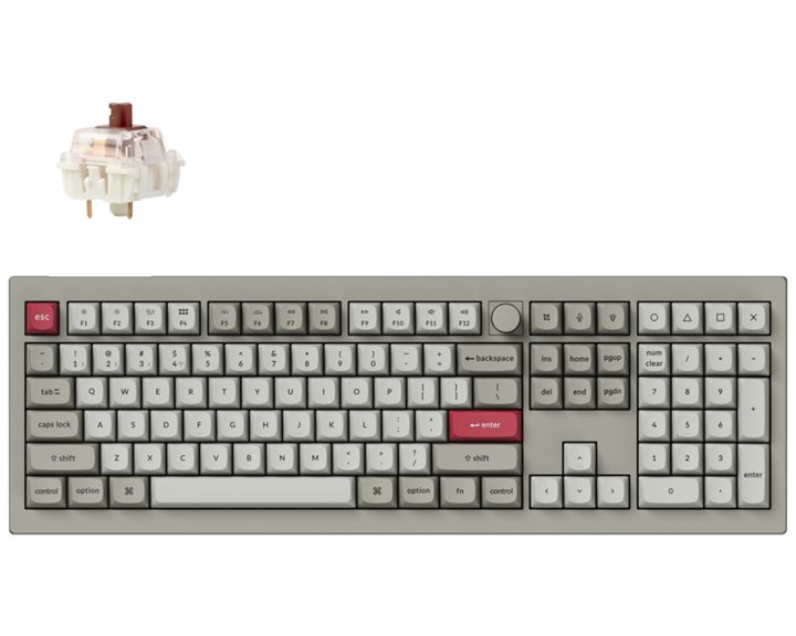 Keychron V6 Max Retro (V6M-R3) QMK/VIA BT/2,4/Wired Custom Mechanical Keyboard Brown Switch 100%