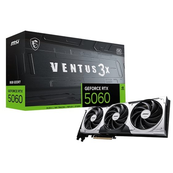 MSI VGA PCI-E NVIDIA GF RTX 5060 8G VENTUS 3X OC, 8GB/128BIT, GDDR7, HDMI/ 3xDP, TRIPLE FAN, 2 SLOT FANSINK, 3YW.