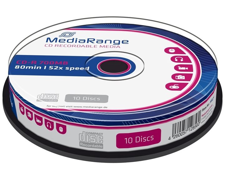 CD-R MediaRange 80min 700MB 52x Κορίνα 10 Τεμ.
