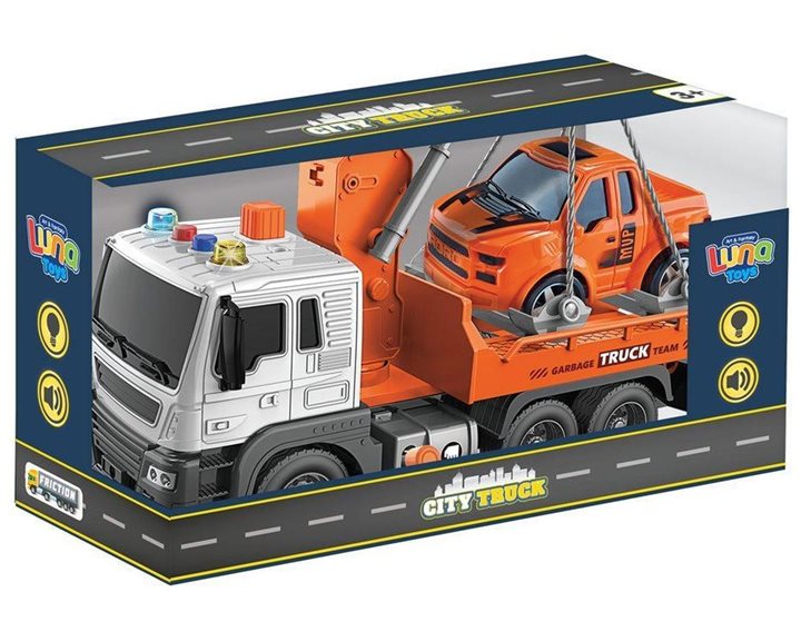 Ρυμουλκόμενο με Γερανό Luna Toys Friction 1:16 με ήxο και φως 000623099