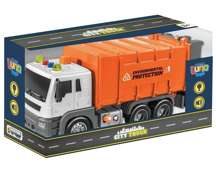 Απορριμματοφόρο Friction Luna Toys 1:16 με ήxο και φως 000623100