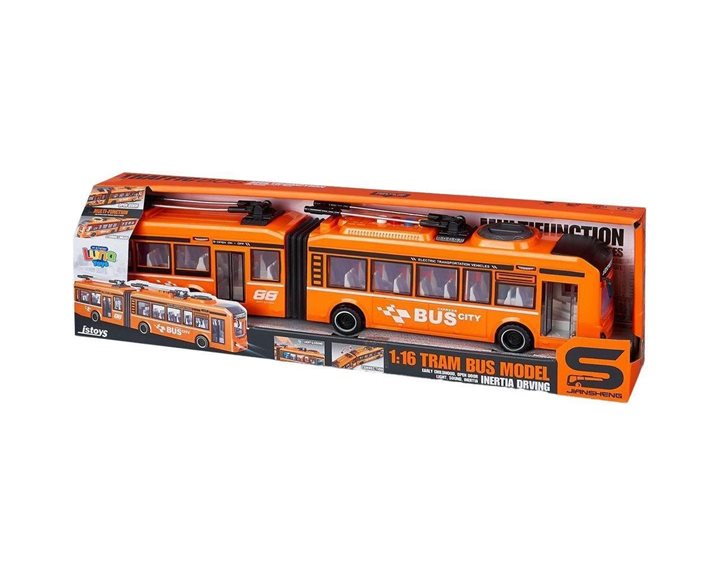 Λεωφορείο Luna Toys Friction Πορτοκαλί 1:16 με ήxο και φως 000623110