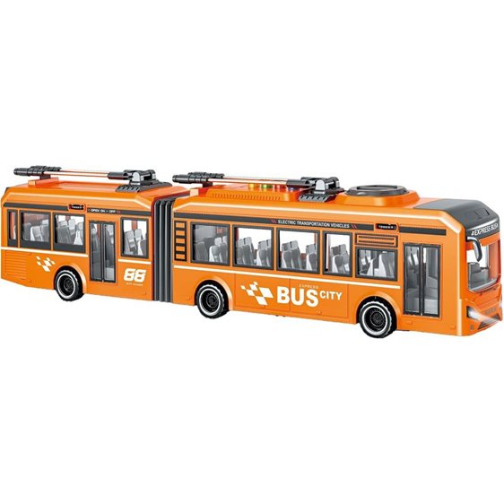 Λεωφορείο Luna Toys Friction Πορτοκαλί 1:16 με ήxο και φως 000623110
