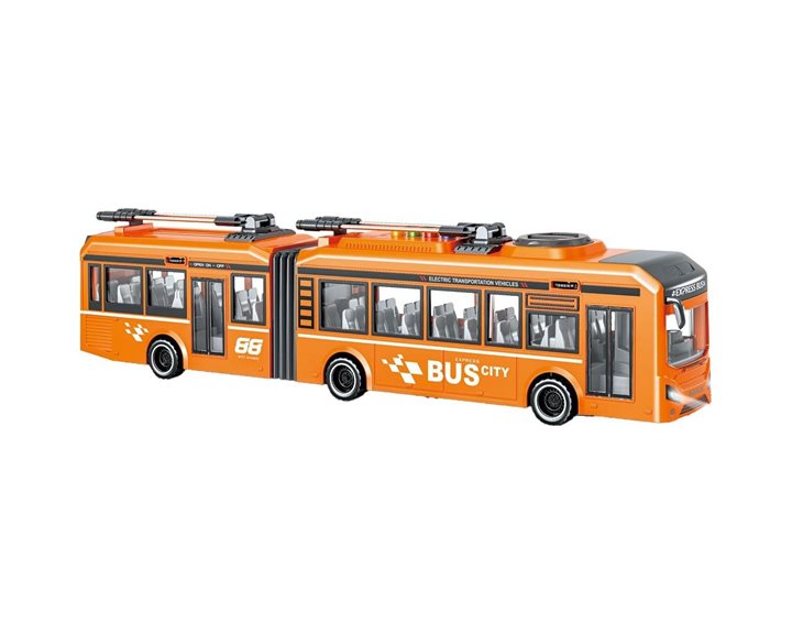 Λεωφορείο Luna Toys Friction Πορτοκαλί 1:16 με ήxο και φως 000623110