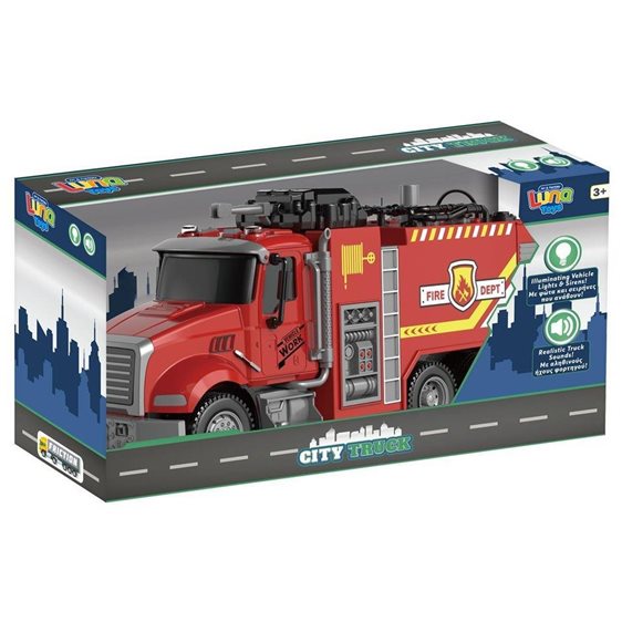 Πυροσβεστικό Όχημα Friction Luna Toys με ήxο, φως και Σπρει Νερού 36x11x19εκ. 000623118
