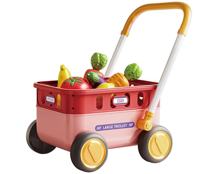 Καλάθι για ψώνια Luna Toys με αξεσουάρ Ροζ 43,5x11,5x34εκ. 000623240
