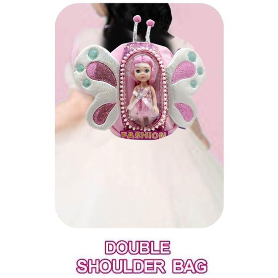 Τσάντα Πλάτης με Κούκλα Ροζ Luna Toys 20x9x27,5εκ. 000623230