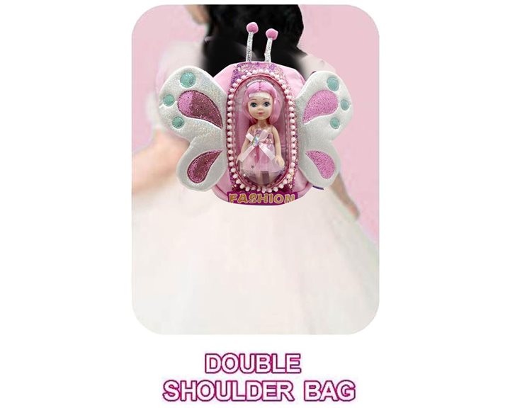 Τσάντα Πλάτης με Κούκλα Ροζ Luna Toys 20x9x27,5εκ. 000623230