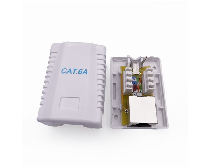 CABLEXPERT CAT6A FTP SINGLE PORT SURFACE MOUNT BOX WHITE