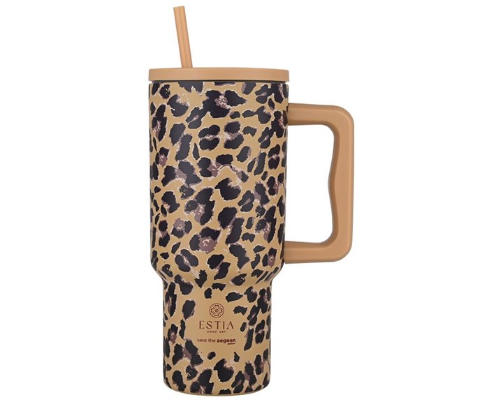 Estia Κούπα Θερμός Με Λαβή & Καλαμάκι 900ml Save The Aegean Tumbler Spotted Prowl 01-34849