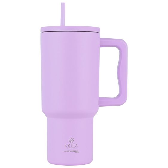 Estia Κούπα Θερμός Με Λαβή & Καλαμάκι 900ml Save The Aegean Tumbler Lavender Purple 01-32159