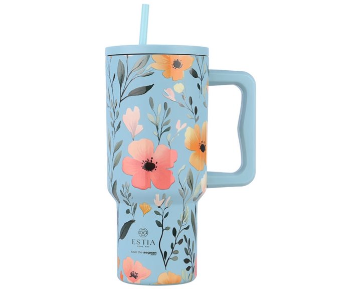 Estia Κούπα Θερμός Με Λαβή & Καλαμάκι 900ml Save The Aegean Tumbler Sky Garden 01-32036